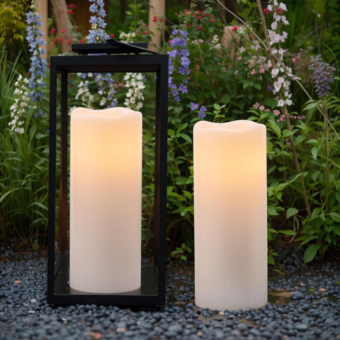 2 Pack 4" 10" GenSwin Waterproof Large Flameless Candles with Remote for Lanterns, x Battery Operated with Timer, LED