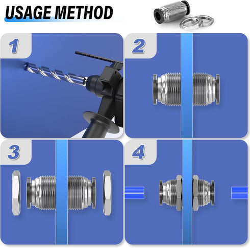 TAILONZ PNEUMATIC 4MM OD Straight Through Baffle Quick Insertion Trachea Connector, Pack of 10 PM-4