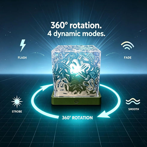 Masshomi 16 4 Dimming LED Ocean Wave Projector Light Color Change Mode Touch Remote USB Portable Desk Lamp Cube Shape