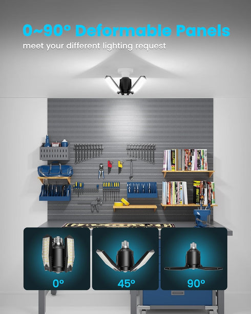 Wufy 8000LM, Bulbs, Bulb Motion Sensor Garage Lights Deformable Motion Activated LED Garage Ceiling Light Sensor Lights