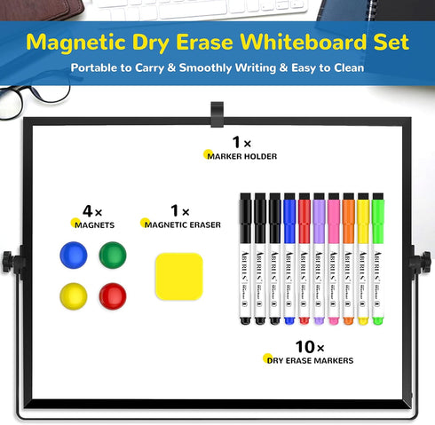 Small Monthly Calendar Dry Erase Whiteboard for Wall, 16in x 12in Magnetic Dry Erase Board, Hanging Double-Sided White Board, Portable Board for Drawing, Kitchen, Planning, Memo, School, Home, Office by ABERLLS