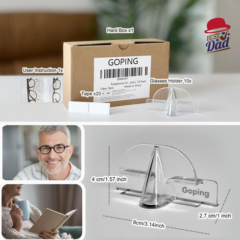 Goping 10 Pack Glasses wall Display Eyeglasses Organizers Wall Mount Glasses Holders Sunglass Holder for Home Glasses