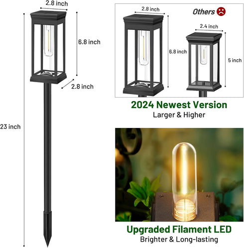 2-Pack BesLowe Solar Pathway Lights Outdoor, Large LED Solar Light Outdoor Waterproof, Super Bright Outside Lights