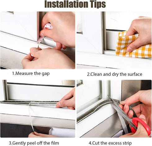 Weather Stripping Door Window Seal Strip, 33 Ft Self-Adhesive, Soundproofing, Draft Blocker, Gray, 0.35" Wide x 0.6"