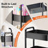 WBKATN 3 Tier Rolling Cart Metal, Black Carts with Lockable Wheels, Three Tiered Utility Trolley on Wheels, Sturdy Art