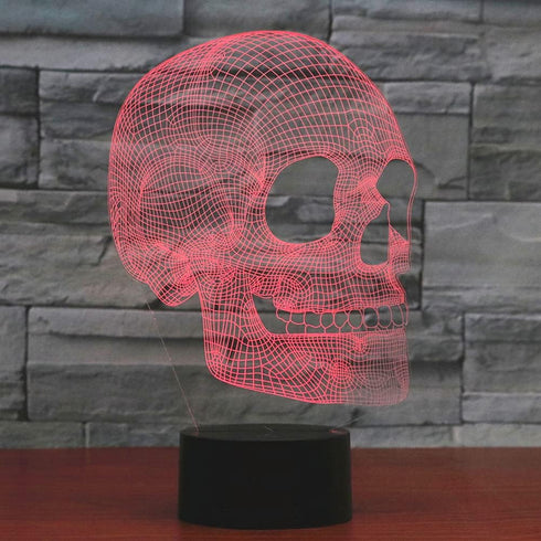 3D 7 Scary Skull Night Light Illusion Lamp, Colors Changing USB Touch Switch Table Lights, Bedroom Halloween Decoration