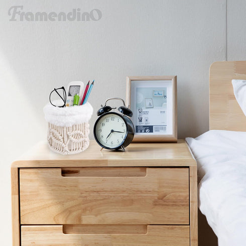 Framendino, Glasses Holder with Plush Lining, Scratch Resistant, Soft Macrame Protective Glasses Stand for Bedside Desk