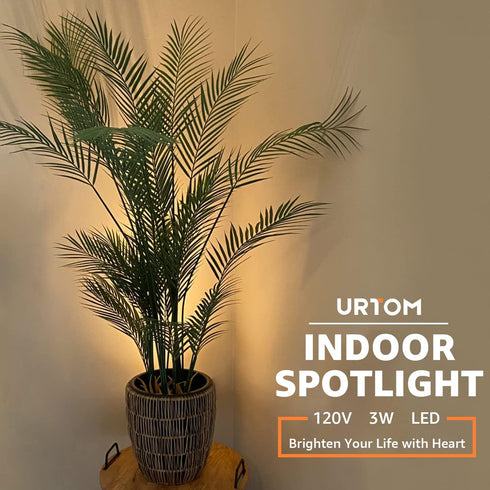2 Pack 120V 3W 3000K 5.9 URTOM Indoor Spot Lights, LED Accent Up Lights, Plant Spotlights, Floor Spotlights for Plants
