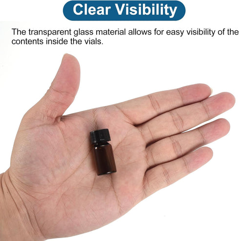 PATIKIL 2ml Amber Glass Vials, 100 Pack Leak-Proof Sample Vials with Screw Cap for Lab Storage