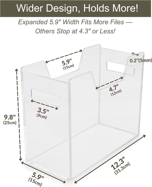 Acrylic File Holder - Clear Hanging File Organizer Box, Modern Acrylic File Folder Organizer, Lucite Hanging File Crate