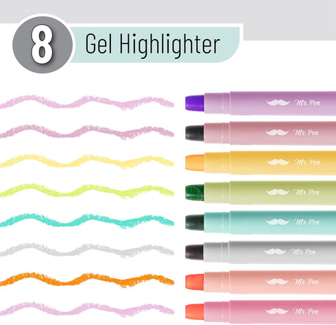 Mr. Pen Gel Highlighter, 8 Pack, Pastel Colors, No Bleed Bible Highlighters, Bible Markers, Gel Highlighters for Bibles