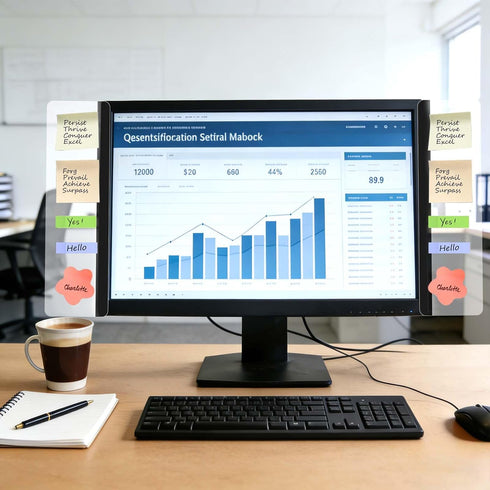 BEIZMHBO 6PCS Set, 4 2 11"x3" Monitor Memo Board Transparent Acrylic Computer Monitor Side Panel Creative Desktop Memo