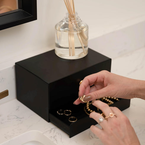 Modernbarn.life Modern Toilet Paper Holder with Storage Drawers - Toilet Paper and Wipes Holder for Bathroom - Aluminum