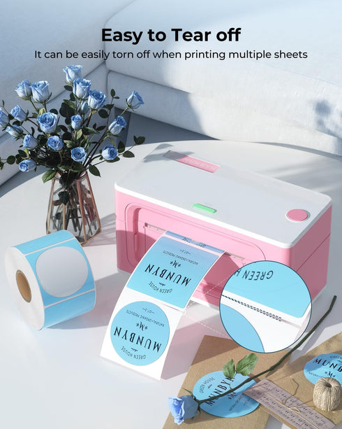 MUNBYN 2 Inch Blue Circle Thermal Sticker Labels, Self-Adhesive Round Labels for Logo Design, 750 Sheets/Roll