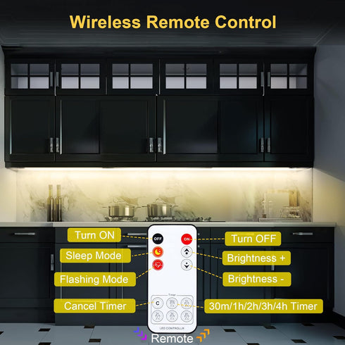 10 Counter 4000K 16.4ft LAFULIT PCS Under Cabinet Lights Kit, Stick on Lights, Flexible Led Strip Lights with Remote