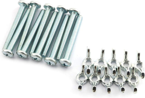 10pcs Galvanized Carbon Steel Screw Bolts with Wing Nut Kit - 1/4 Inch Mounting Hardware Fitting Fastenings