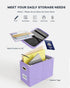 Oterri File Organizer Box with Lid, Hanging Filing Box with Mesh Pocket, Document Organizer for Letter Files, Lavender