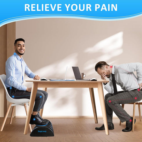 Foot Rest for Under Desk at Work, Comfortable Foot Stool with Adjustable Heights for Back & Hip Pain Relief