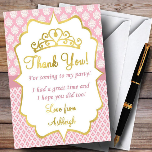 The Card Zoo Pink & Gold Crown Princess Party Thank You Cards