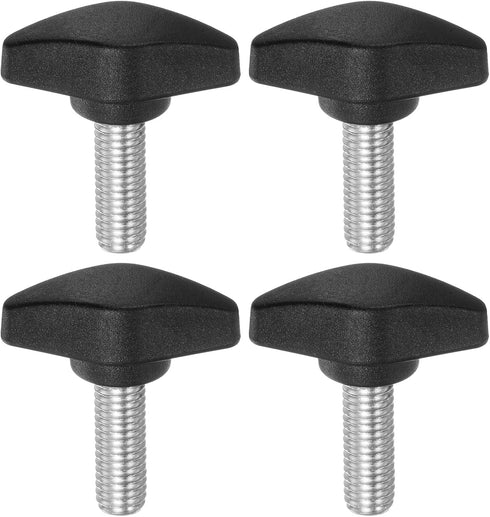 4pcs Tee Wing Knobs, M8 x 20mm Plastic T Knobs Handles with Thumb Screws, Black Hand Clamping Grip