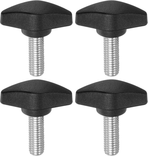 4pcs Tee Wing Knobs, M8 x 20mm Plastic T Knobs Handles with Thumb Screws, Black Hand Clamping Grip