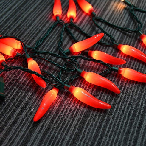 13.6Ft 35 Chili Pepper String Lights Plug in, LED Red Chili Pepper Christmas Lights, Connectable Chili Lights UL Listed