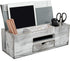 Liry Products Whitewashed Wooden Desktop Organizer | Multiple Compartments Rack Shelf for Office Supplies