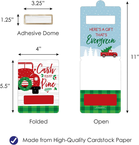 Set 6 Big Dot of Happiness Merry Little Christmas Tree - DIY Assorted Red Truck and Car Christmas Party Cash Holder