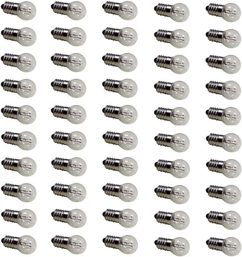 Pack of 50 E10 1.5V 0.3A DC Warm White Miniature Screw Base Light Bulbs (1.5V)