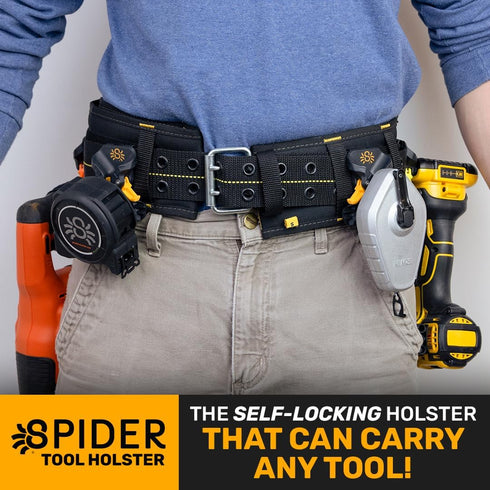 Spider Pro Tool Holster - Upgraded, Self Locking, Quick Draw Universal Tool Holder with Thumb Lock