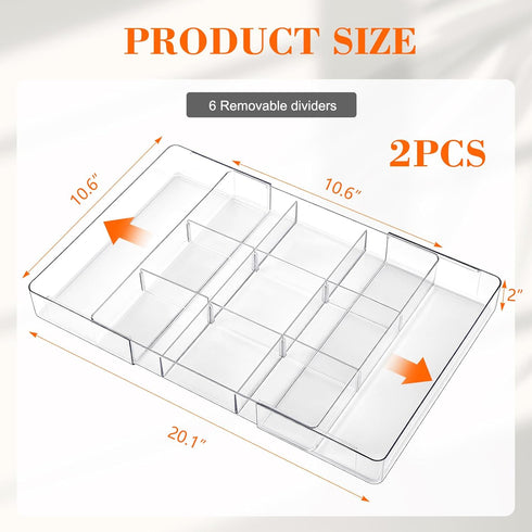 Briwooody 2 (Transparent,11 Pcs Large Expandable Acrylic Drawer Organizers, Grid Adjustable Drawer, Dividers Organizer