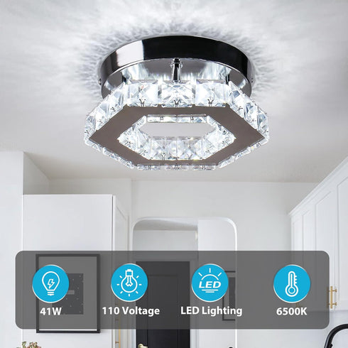 Mini Chandelier Crystal LED Ceiling Light Fixture Modern Pendant Lamp Semi Flush Mount Crystal Ceiling Lighting