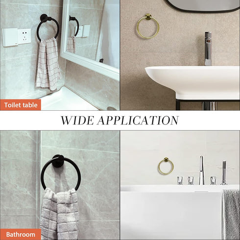 Gold Towel Ring, Hand Towel Holder for Bathroom Wall Mounted, Simple Round Towel Hanger SUS 304 Stainless Steel