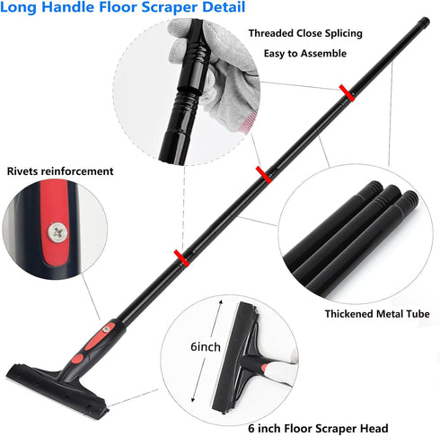 16''-58'' 6" 10 (068-pro) EHDIS Extenble Razor Blade Scraper, Long Handle Wide Blade Scraper Tool with Double-Edge