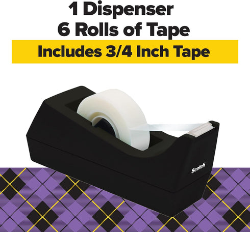 6 3/4 1000 Scotch Gift Wrap Tape with Desktop Dispenser, Rolls of in x in Each, Includes Desktop Tape Dispenser