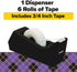 6 3/4 1000 Scotch Gift Wrap Tape with Desktop Dispenser, Rolls of in x in Each, Includes Desktop Tape Dispenser