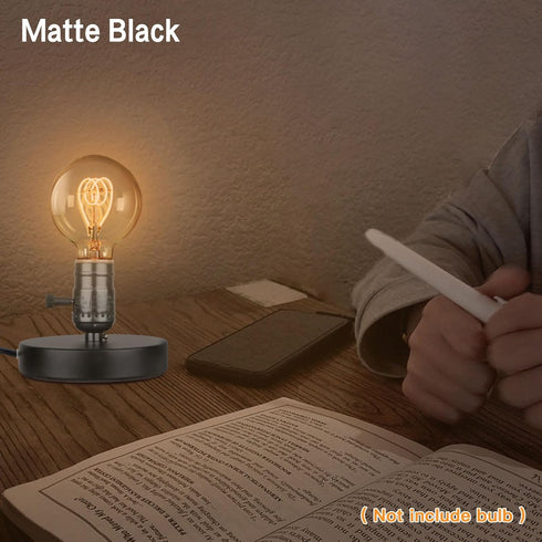 Vintage Table Lamp Base Only, Mini Basic Edison Light Bulb Stand, E26 E27 Short Desk Lamps for Small Spaces with 5.75'