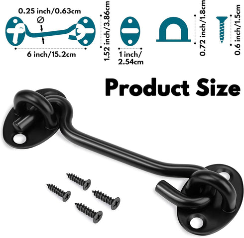 Rainspire (2 Pack) 6 Inch) Privacy Hook and Eye Latch for Barn Door, Stainless Steel Gate Latch Barn Door Lock Cabin