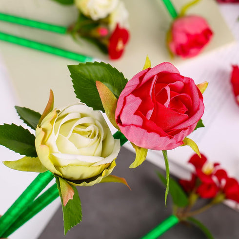 Rose Flower Pens, Mixed Multicolor Rose Ballpoint Pens, 16 Pieces Valentine's Day Mother's Day Plush Rose Pens