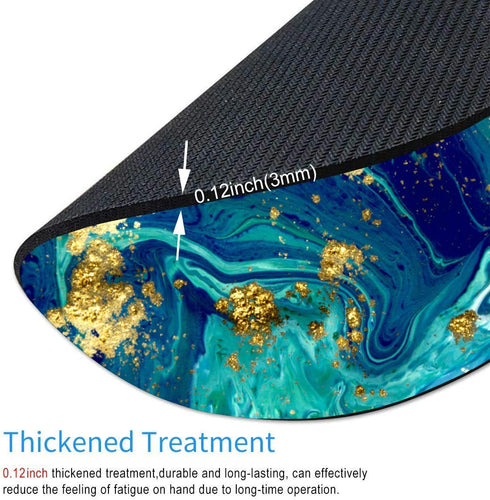 Smooffly Blue Marble Round Mouse Pad, Cute Mat Gold Green Turquoise Circular Mouse Pads Size 7.9 x 7.9 x 0.12 Inch