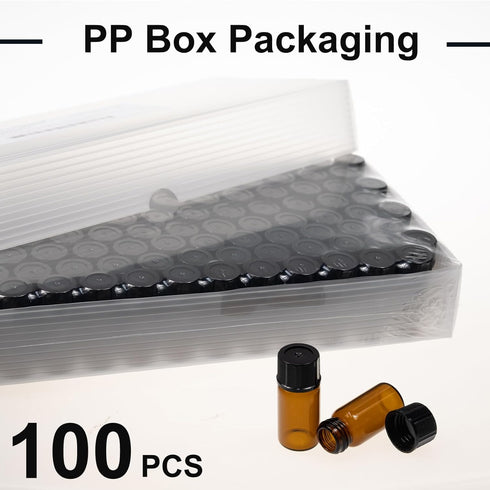 ALWSCI 5 ML Glass Vials - 100 Pack, 18x40 mm Amber Liquid Sampling Bottles, Leak-Proof with Black Screw Cap