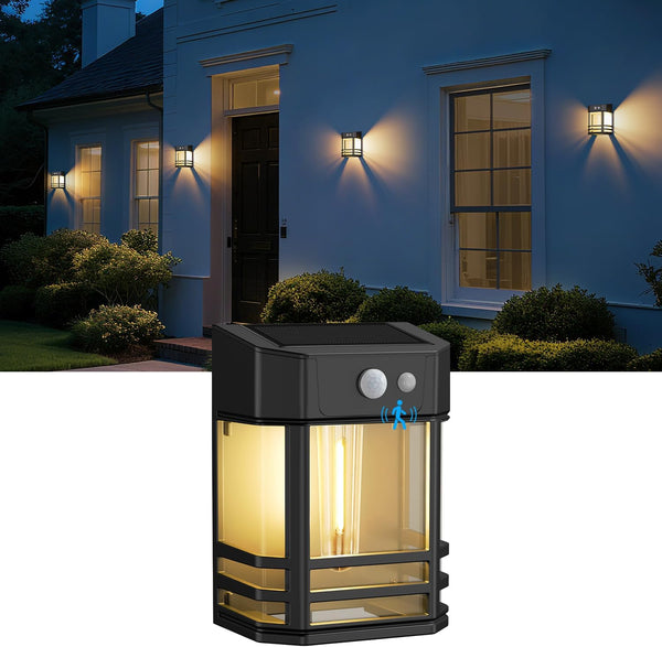 btfarm Solar Wall Lights Outdoor,3 Modes Motion Sensor Lights Dusk to Dawn,