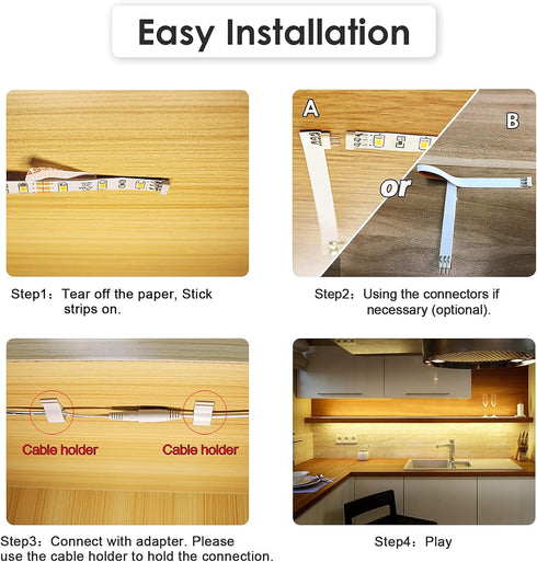 Counter Back,Shelf,6.6 Set,ETL Listed,120 LEDs,1100lm,2700K WOBANE Under Cabinet Lighting Kit,Flexible LED Strip Lights