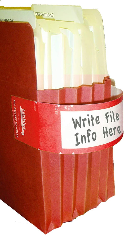 Tabbies File Pocket Handles, 9.63 X 2, Red/White, 12 Sheets/Pack