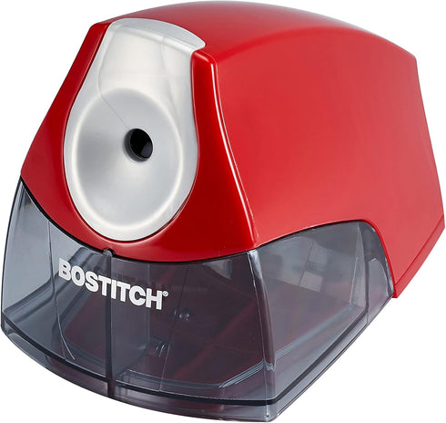 Bostitch Office Personal Electric Pencil Sharpener, Powerful Stall-Free Motor, High Capacity Shavings Tray, Red