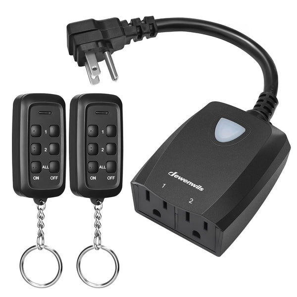 DEWENWILS Outdoor Wireless Remote Control Outlet, 2 Independent Control Sockets, 15A Heavy Duty, FCC Listed