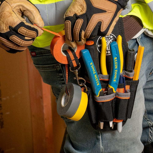 Klein Tools 5240 Tradesman Pro Tool Pouch with 9 Pockets and Tape Thong, Great Electrician Holster