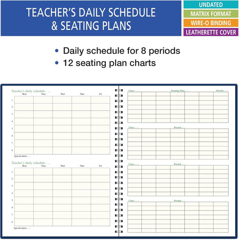 Elan Publishing Company 7 Period Teacher Lesson Plan, Days Horizontally Across the Top (W101)