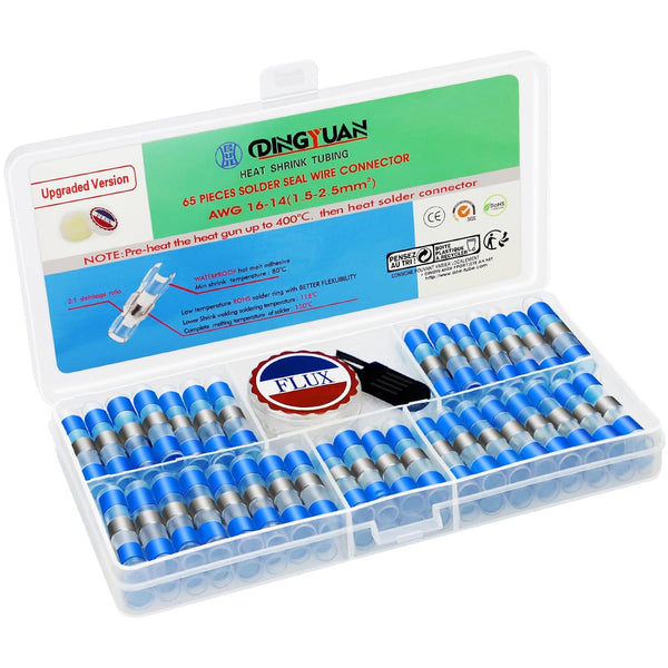 DINGYUAN 65PCS Electrical Connectors Kit, Waterproof Insulated Heat Shrink Wire Connectors for Automotive Marine Truck