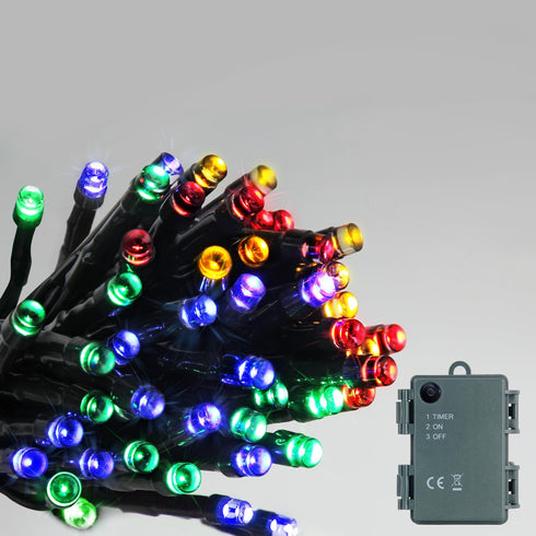 String Lights with Timer, Christmas Outdoor String Lights 50 LED 16.4Ft Waterproof